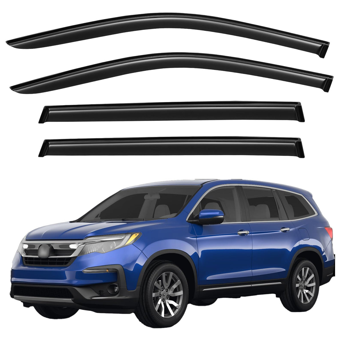YQAUTEC front passenger window visors mounted, improves ventilation