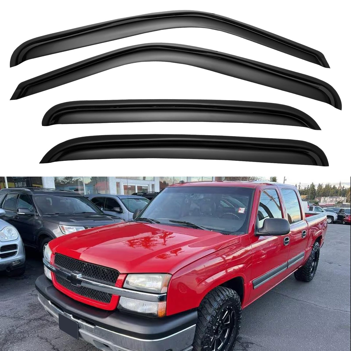 YQAUTEC front profile visor installed on Silverado shows sleek ventilation benefit
