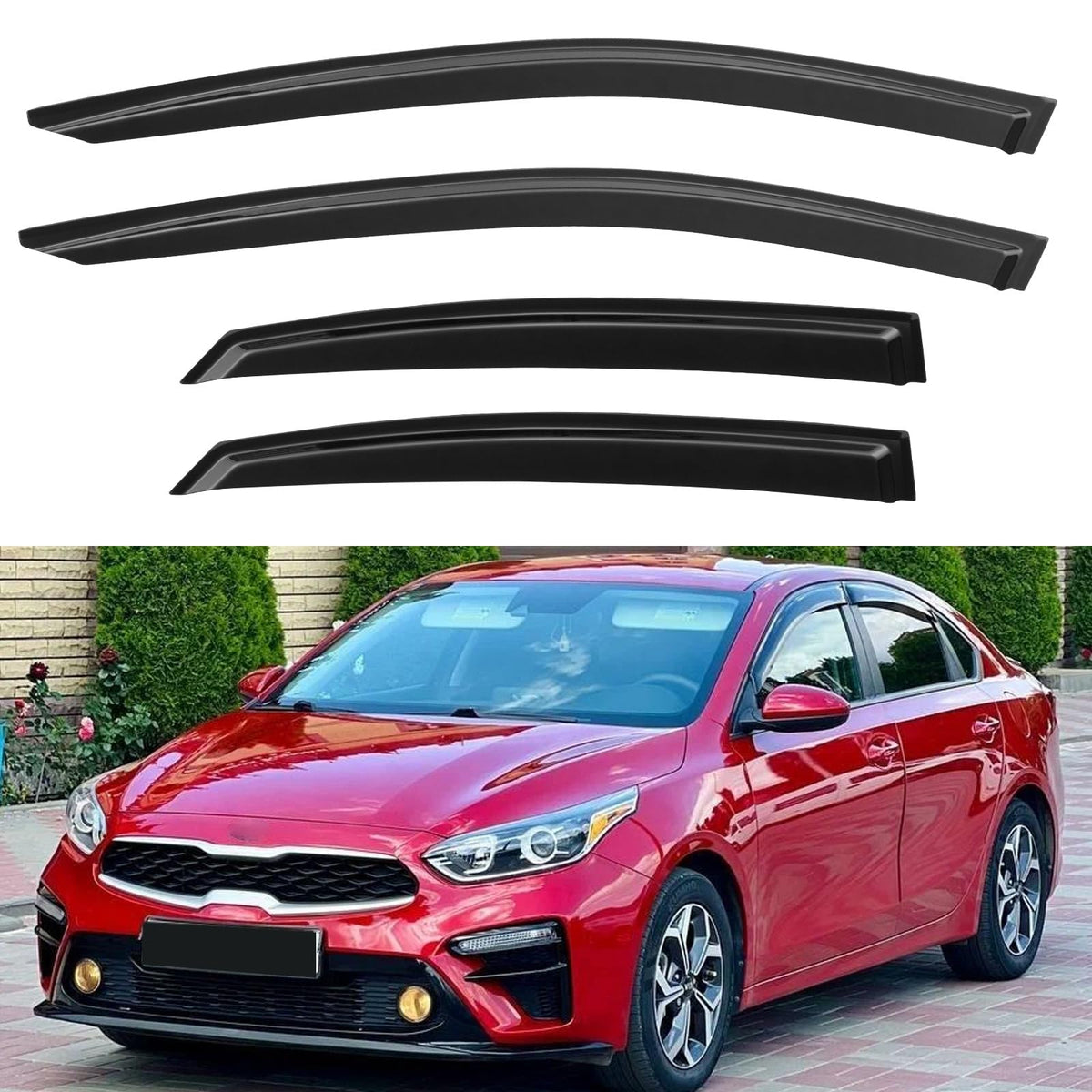 YQAUTEC front profile on Kia Forte showing aerodynamic protection benefit