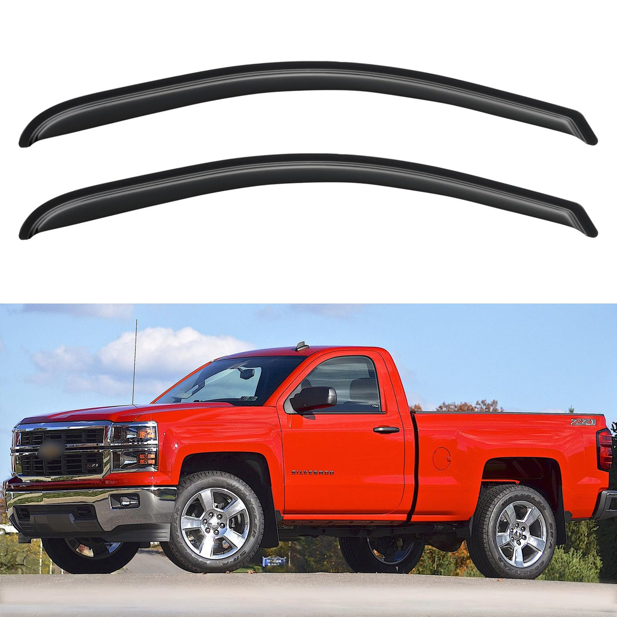 YQAUTEC front visor installed on Silverado showing sleek runoff benefit