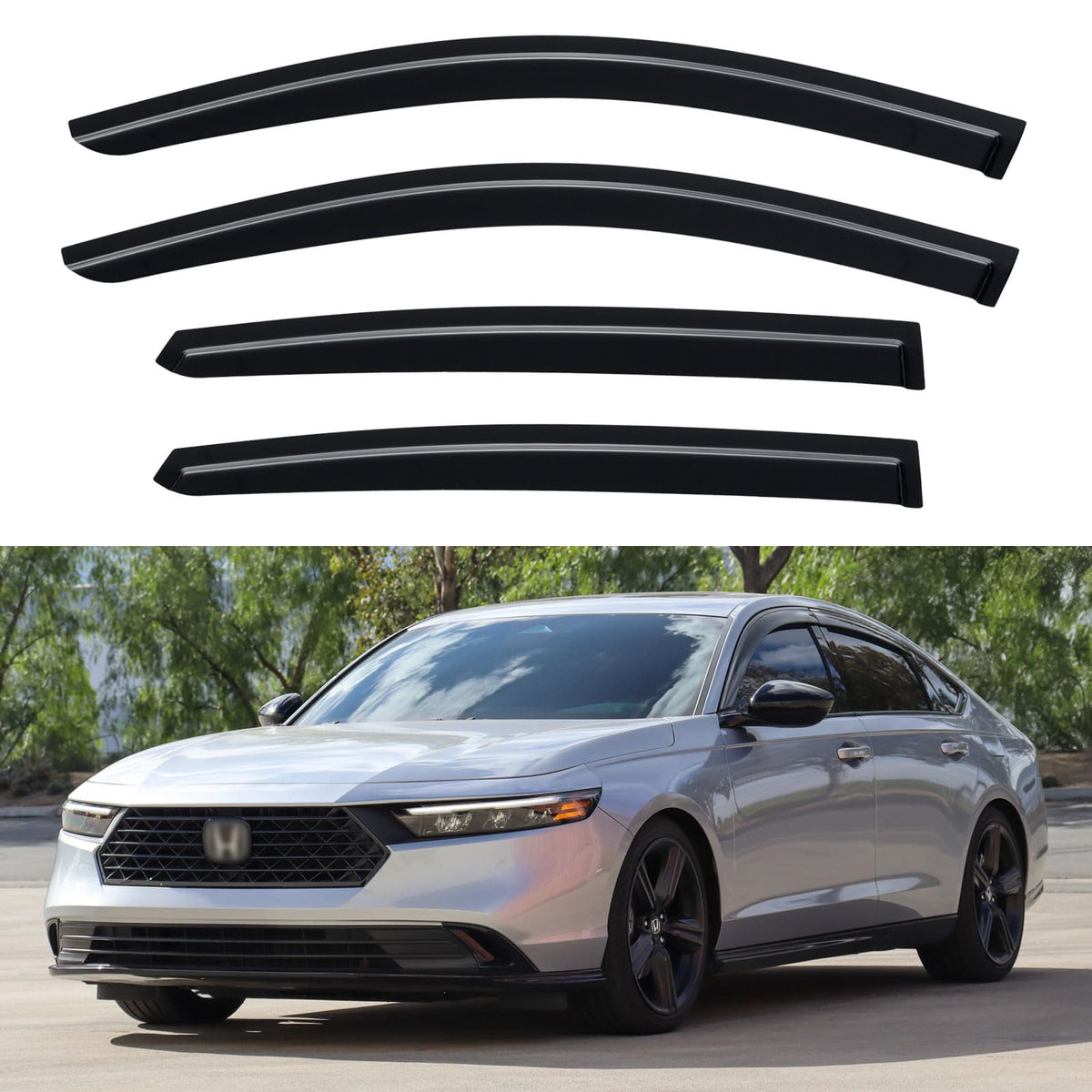 YQAUTEC front installed visors on Accord sedan adds weather protection