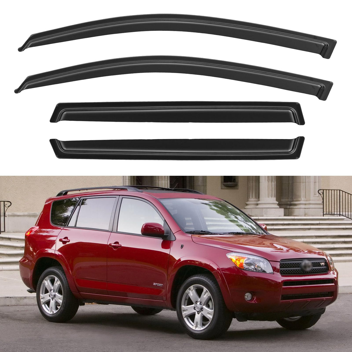 YQAUTEC front visor packaging showing full 4-piece set and benefits