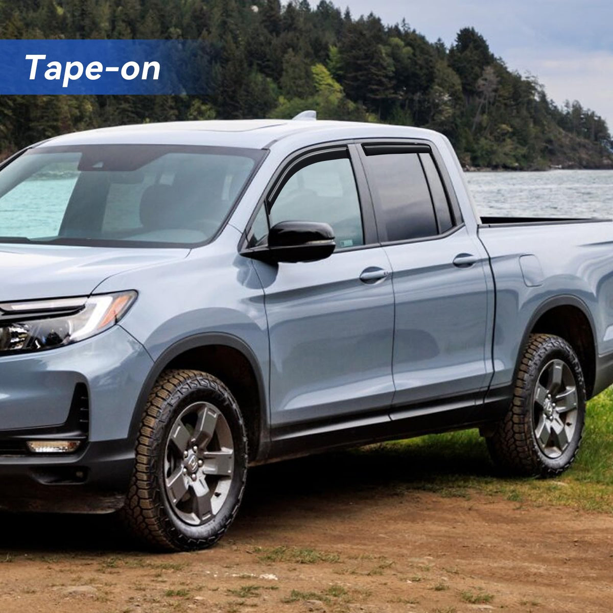 YQAUTEC visors on Ridgeline in outdoor setting adding comfort and rain protection