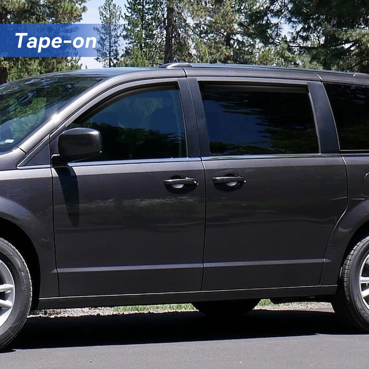 YQAUTEC installed side profile on van demonstrating improved airflow and reduced rain