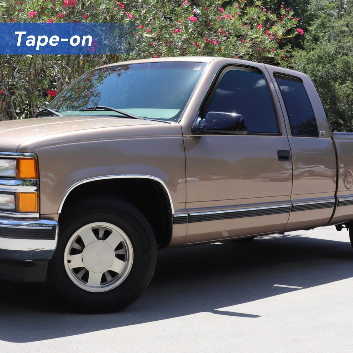 YQAUTEC side profile installed on truck door showing wind deflection benefit