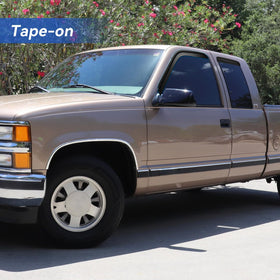 YQAUTEC side profile installed on truck door showing wind deflection benefit