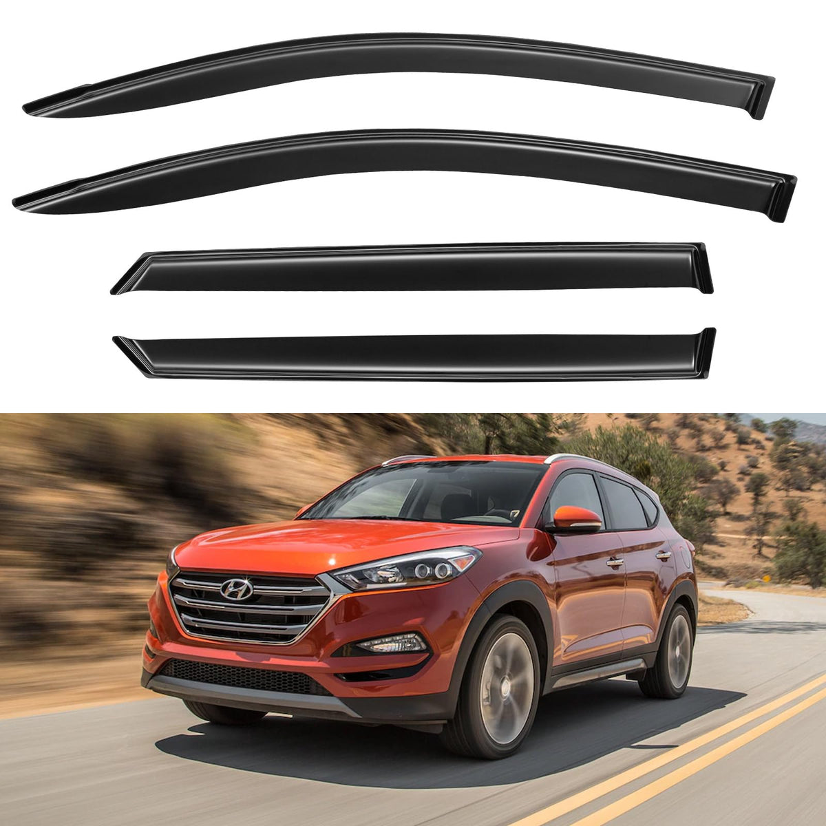 YQAUTEC front visor on Tucson showing sleek fit and improved airflow
