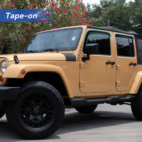 YQAUTEC rear window visor profile on Wrangler JK, protects cabin from rain