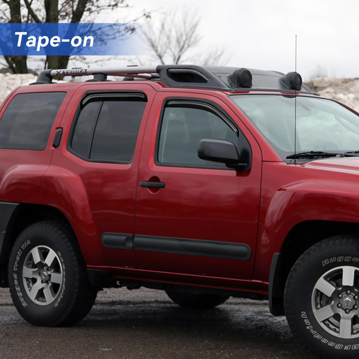YQAUTEC rear driver side visor fitted for Xterra reducing wind noise