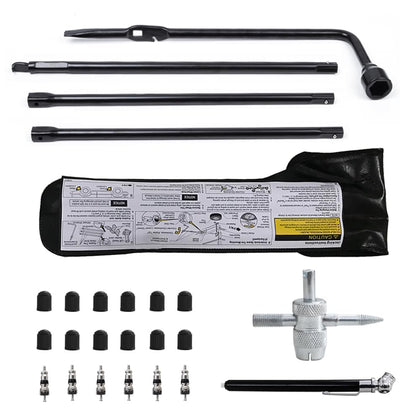 YQCSO front view of spare tire tool kit showing compact set benefits
