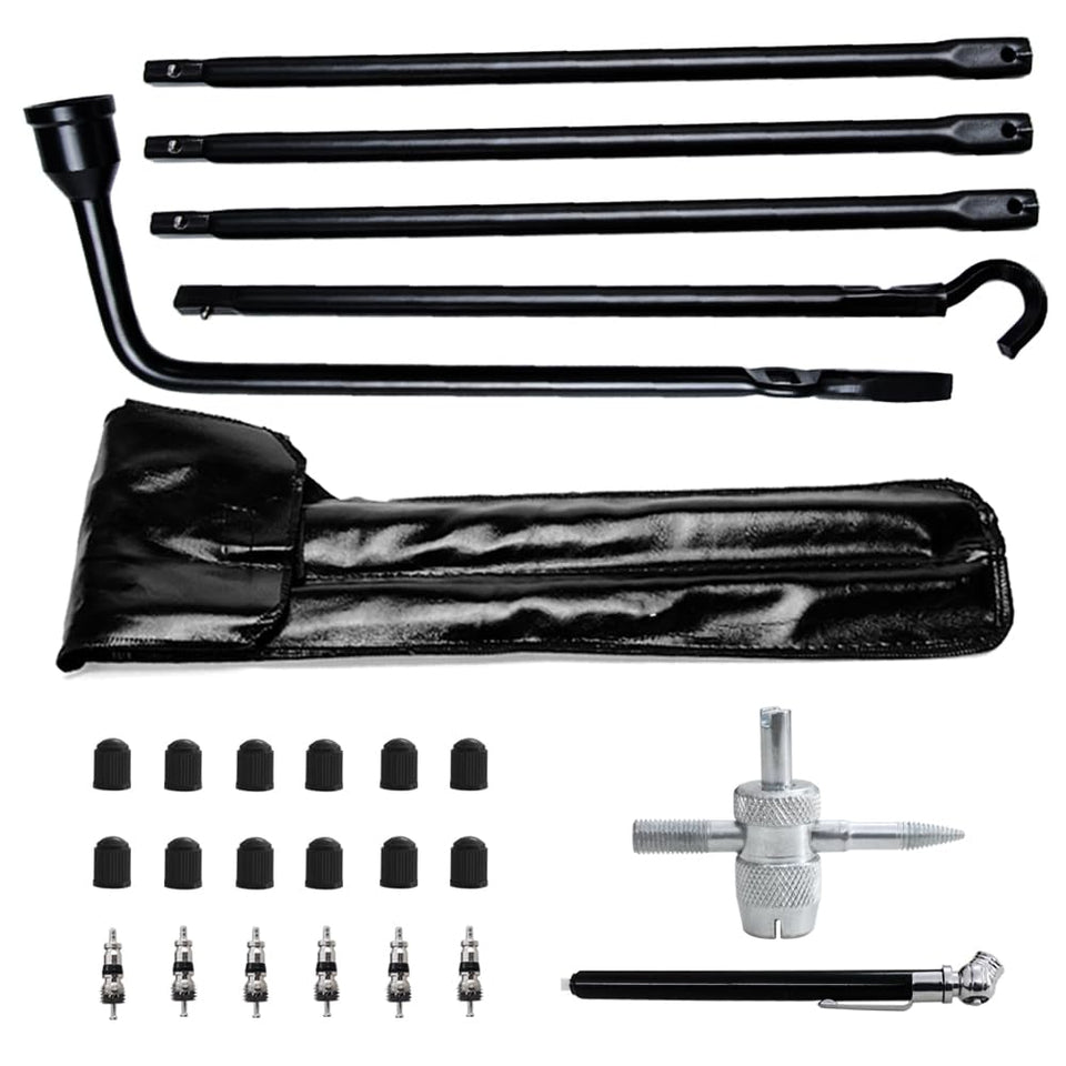 YQCSO front view of spare tire tool kit showing complete set and storage benefit