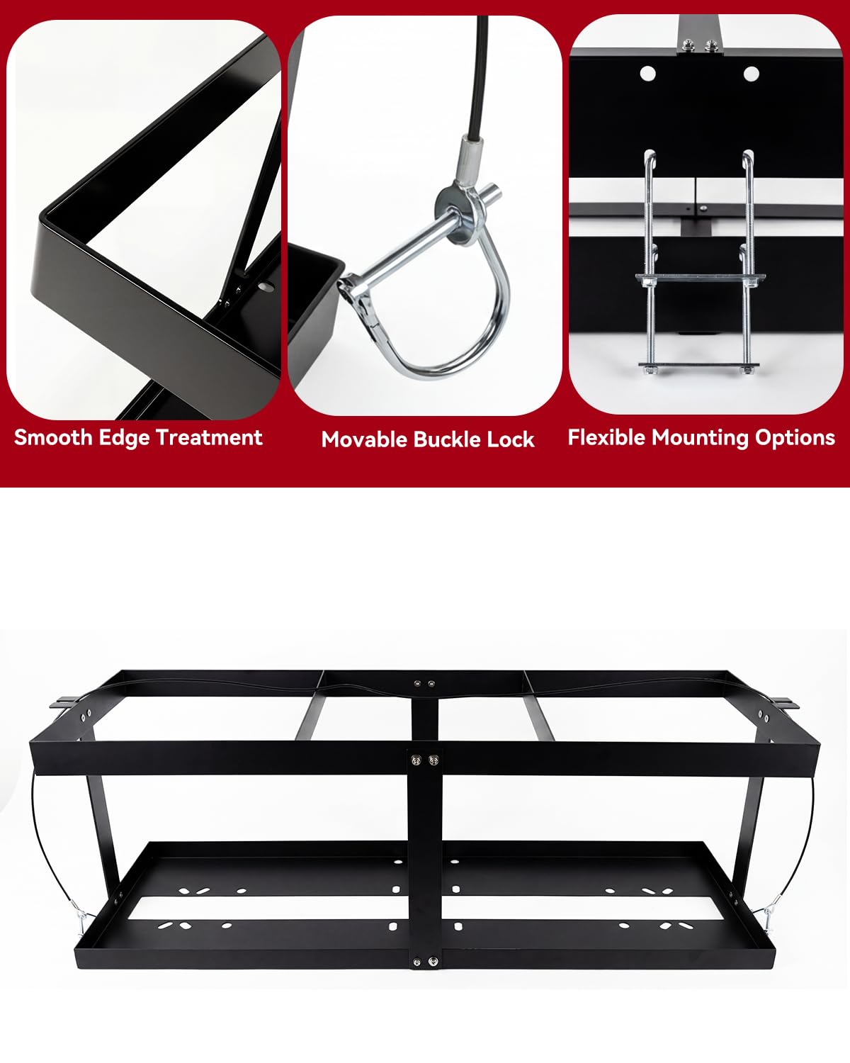 YQDHYLYH close up of four support rods for improved stability benefit