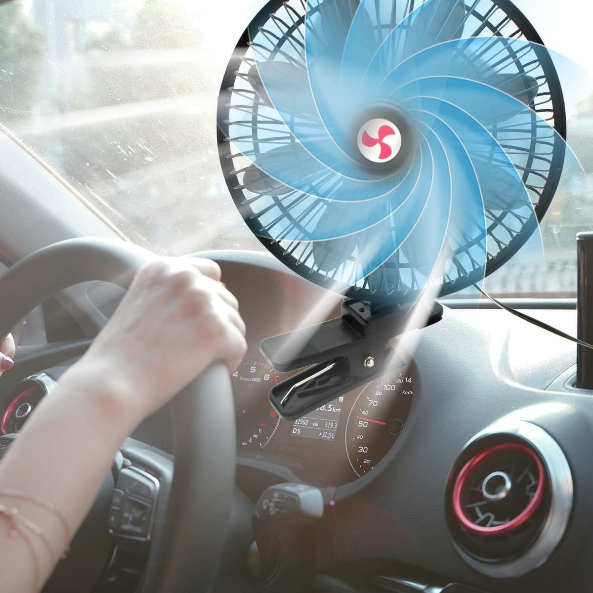 YQSIYU shaking head angle adjustment illustrating directional airflow control