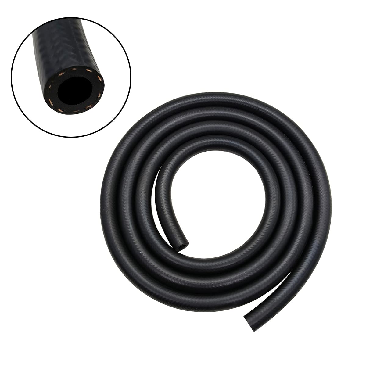 YSIL fuel hose front view showing length and size, durable construction benefit