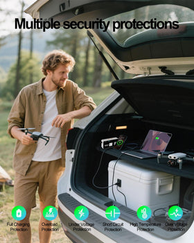 YSOLX next to a smartphone to show compact, pocketable size and portability