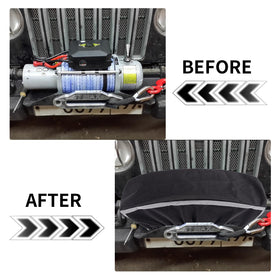 YTDYQFLZH winch cover on an ATV in outdoor setting showing real-world durability
