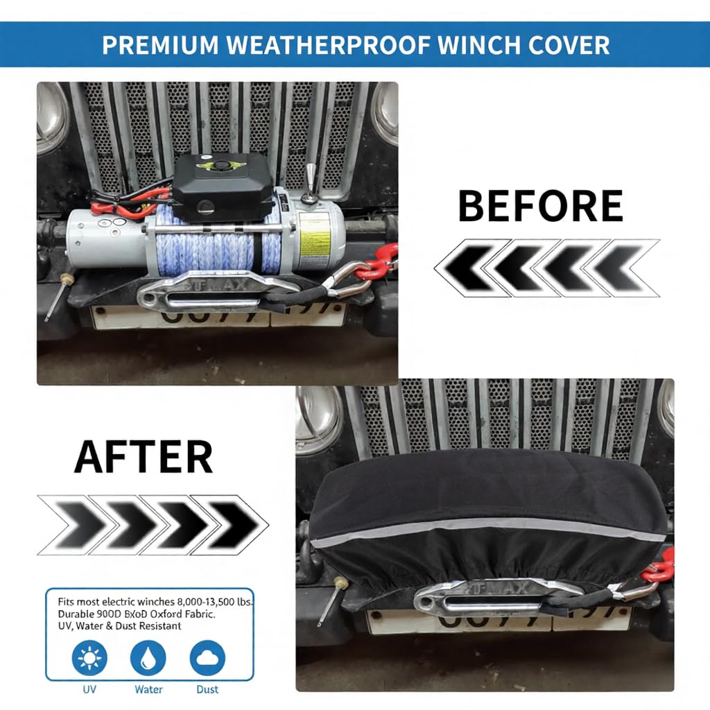 YTDYQFLZH installed on winch showing protective fit during use