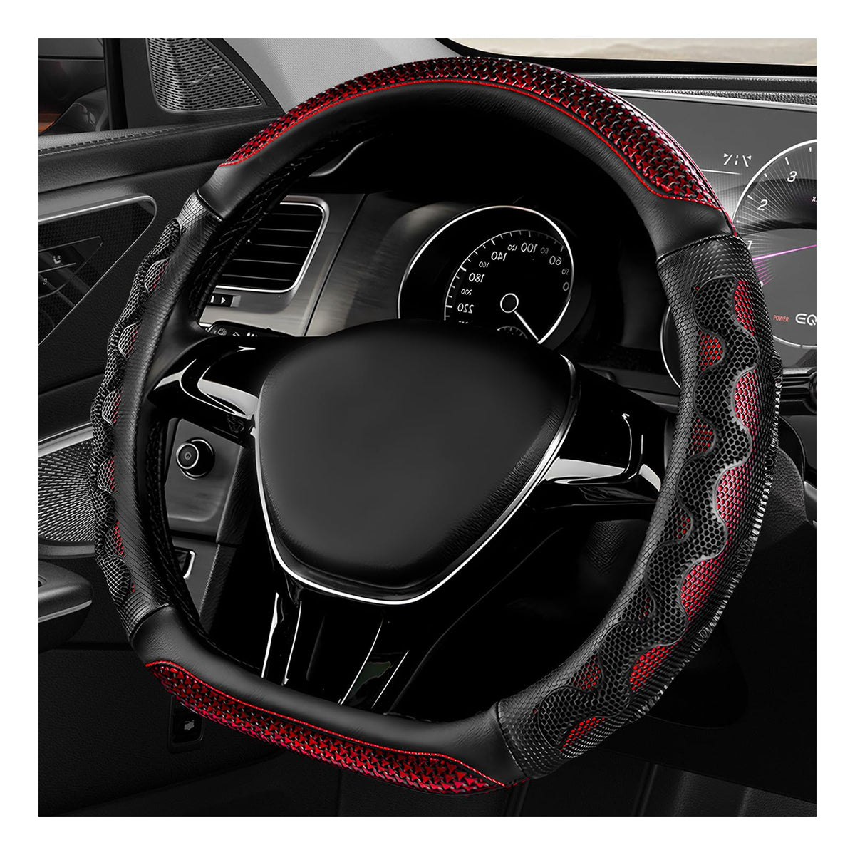 YTFRL front view of red D-shaped cover showing fit and styling for improved grip