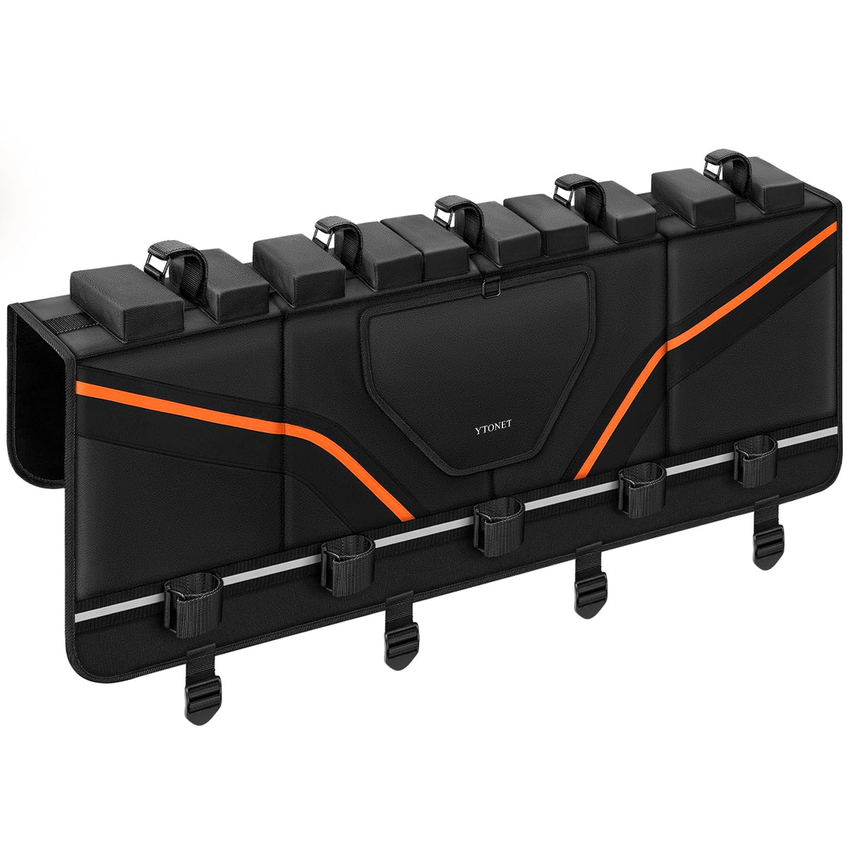Ytonet front view of tailgate pad showing full coverage and secure hold