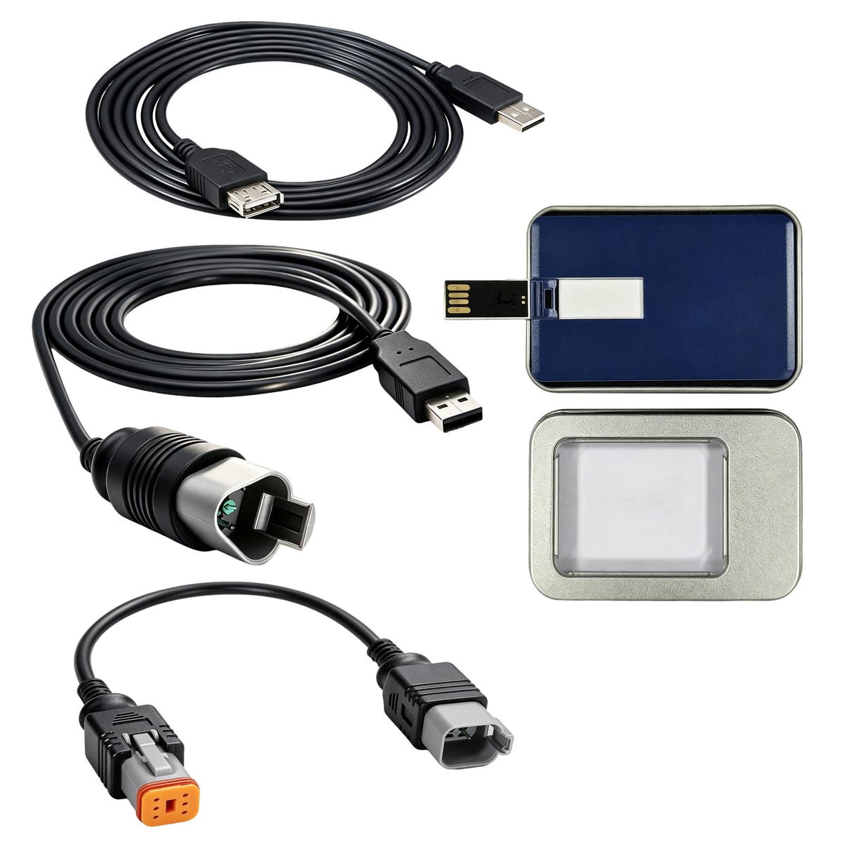Ytpoools front view of diagnostic kit showing cables and adapter for quick setup