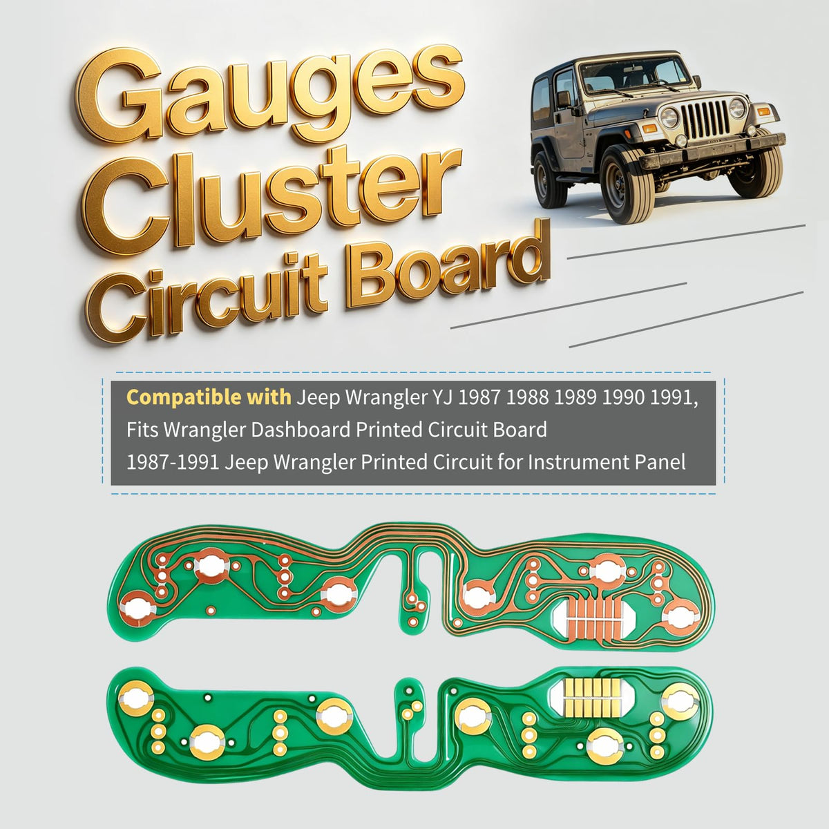 Ytpoools installed in Jeep Wrangler YJ instrument panel demonstrating restored gauge stability and lighting