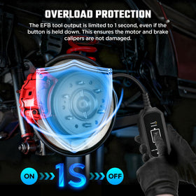YUANRI BT10 connected to a vehicle EPB actuator during service, safe operation benefit