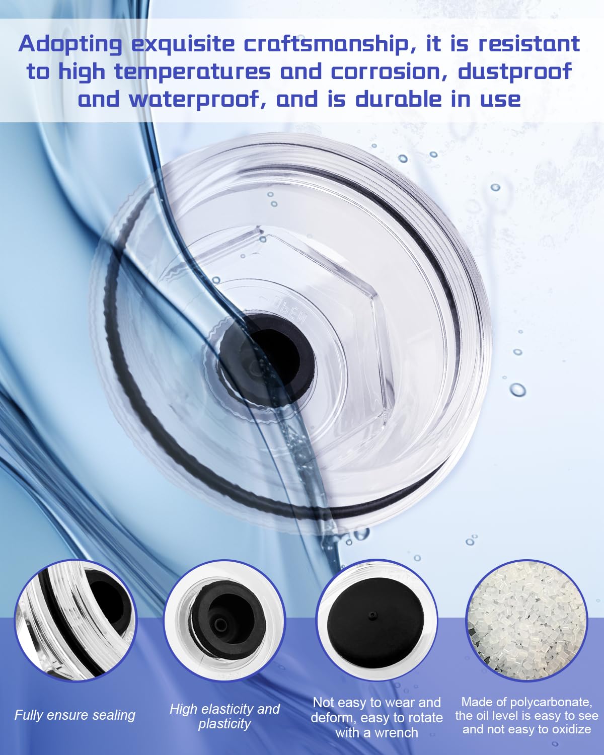 YUANTUO transparent cap material texture showing durable polycarbonate clarity