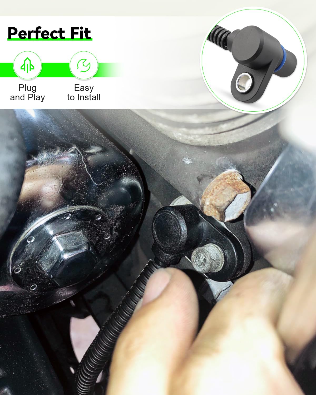 YUANTUO sensor installed on Harley engine illustrating plug-and-play benefit