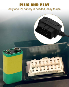 YUANTUO device connected to 9V battery providing backup power
