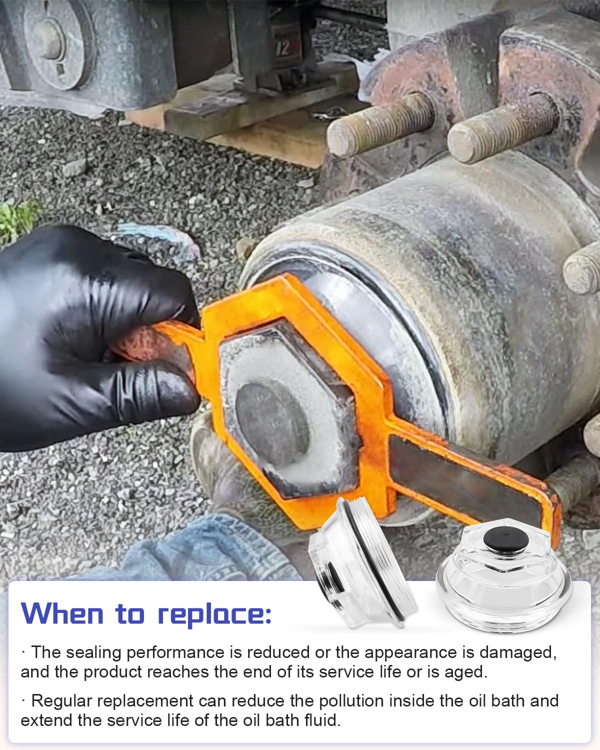 YUANTUO cap installed on trailer axle demonstrating protection and leak prevention