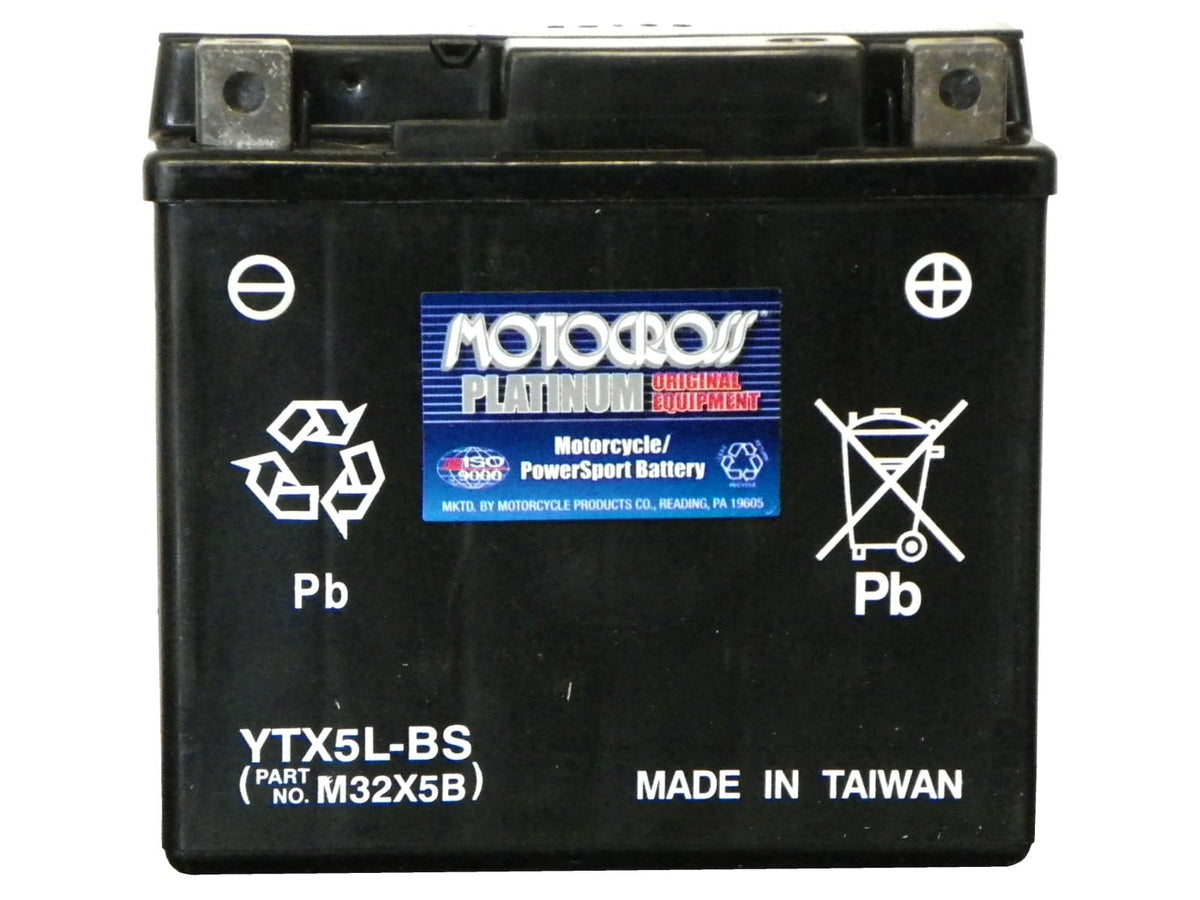 Yuasa closeup of terminals and label highlighting correct polarity and installation ease