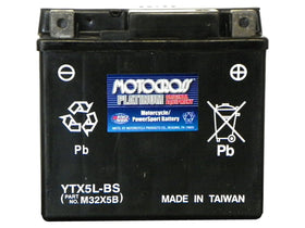 Yuasa closeup of terminals and label highlighting correct polarity and installation ease
