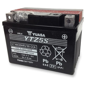 Yuasa top terminals close-up displaying polarity and secure connection benefit