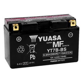 Yuasa YUAM62T7B front view showing compact battery and terminals for easy installation