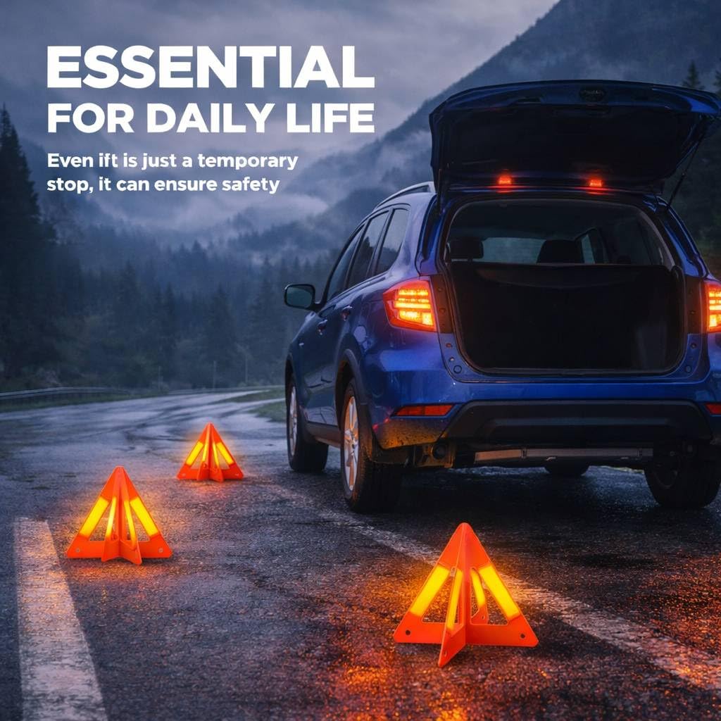 Yudaxsafe triangles placed on roadside illustrating clear warning and improved visibility