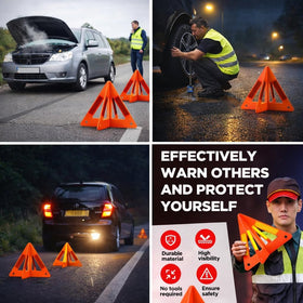 Yudaxsafe triangle held by hand indicating compact size and easy handling benefit