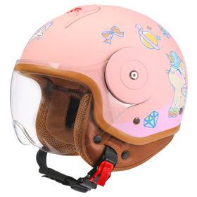 YUDJYQM front view pink helmet showing full coverage and playful design for safer rides