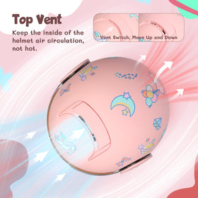 YUDJYQM side profile with cartoon pattern highlighting durable shell and kid-friendly style