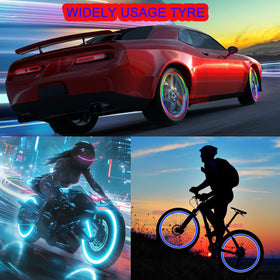 YUERWOVER installed on car wheel demonstrating improved nighttime visibility benefit