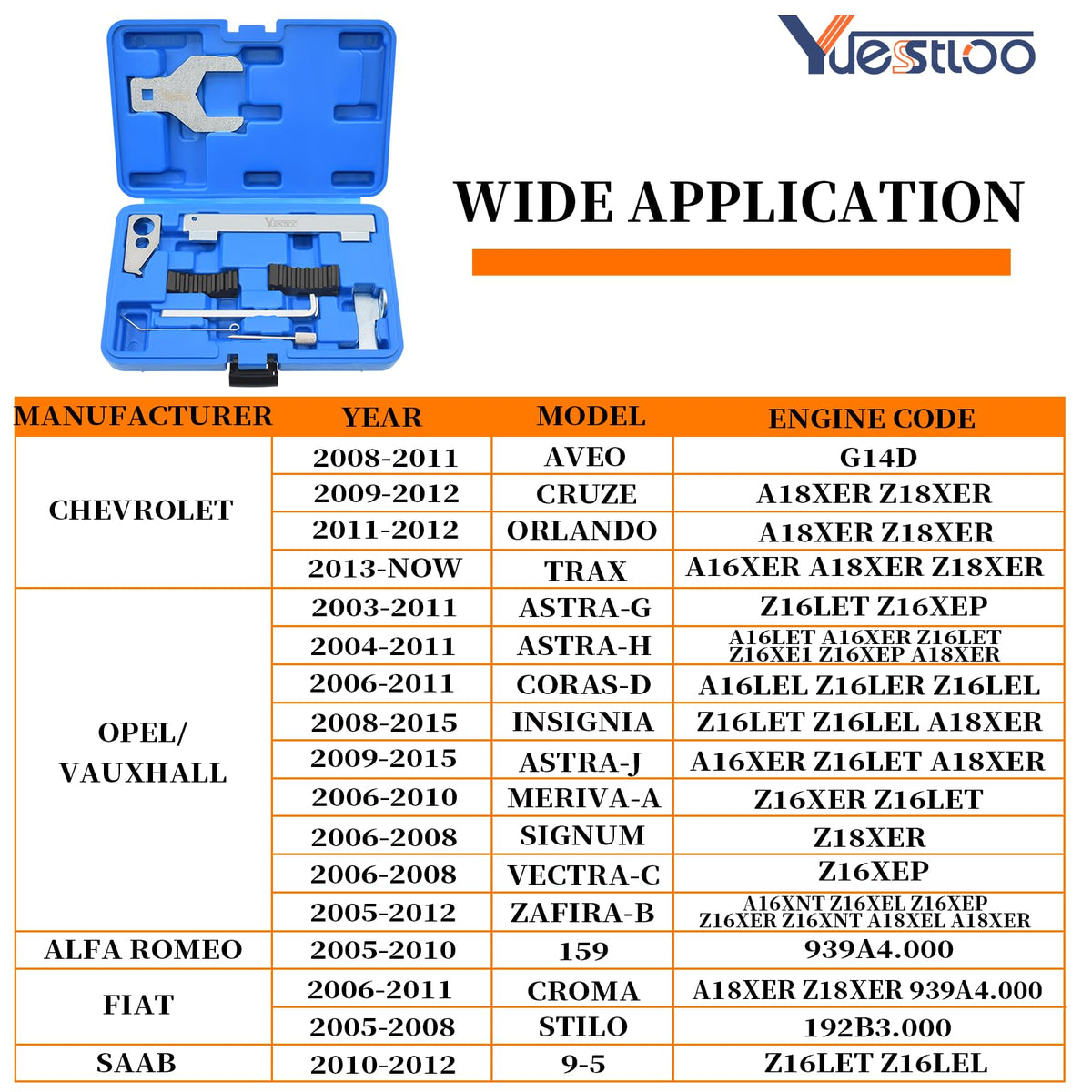 Yuesstloo camshaft locking tool closeup showing durable machining for precise engagement