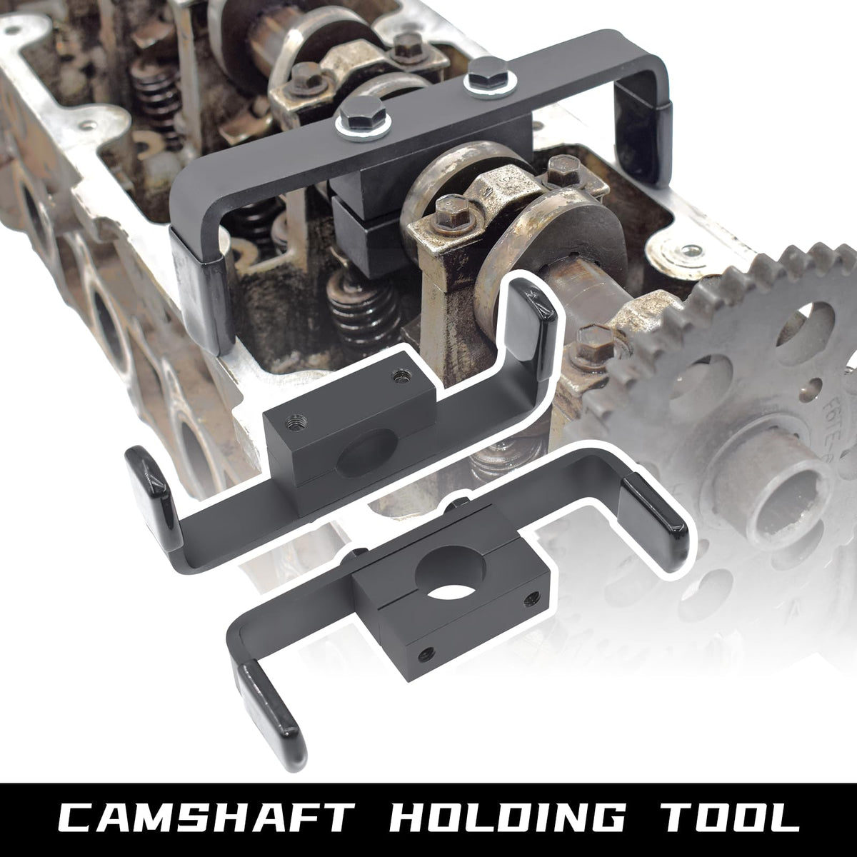 Yuesstloo camshaft retaining tool detail showing precise fit and alignment control