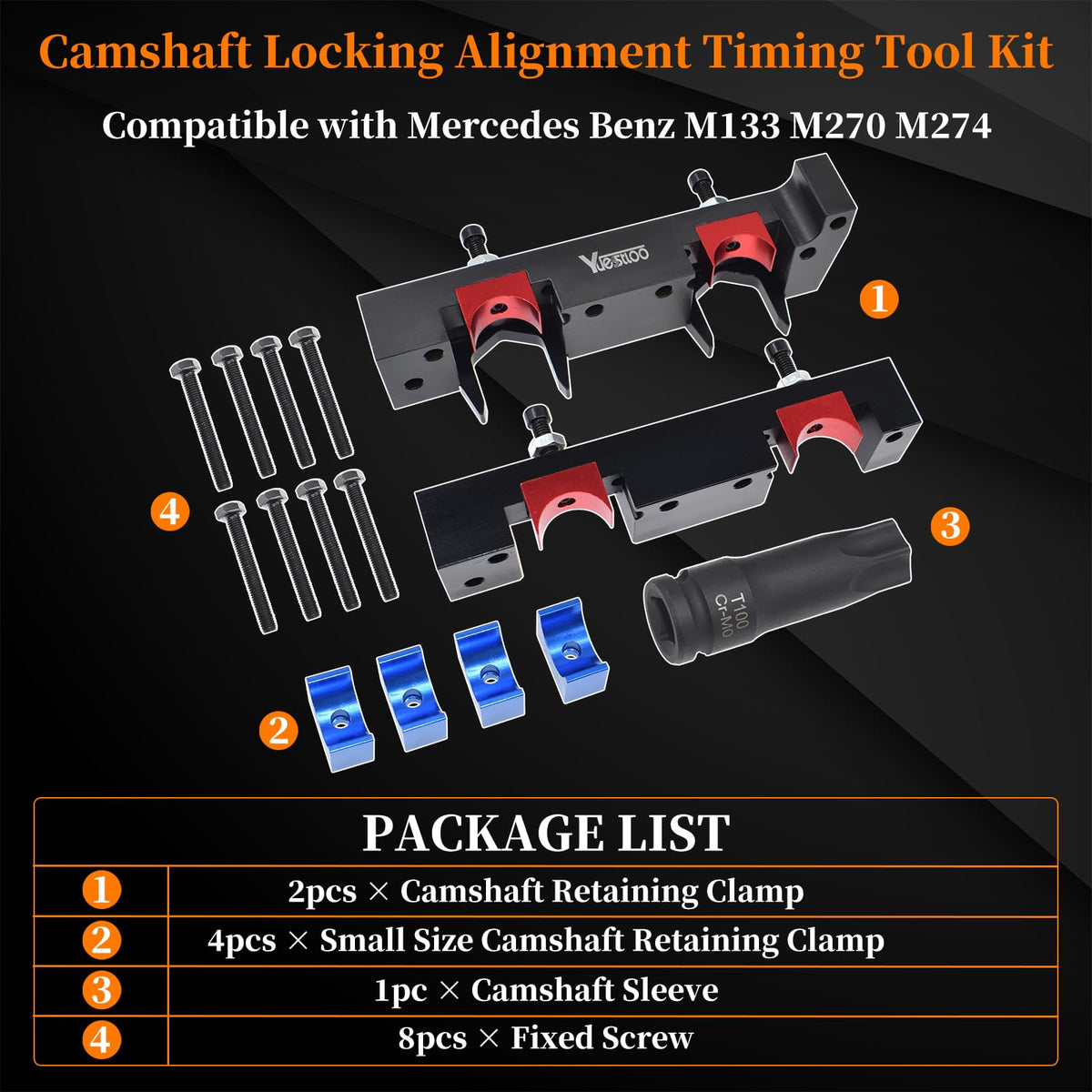 Yuesstloo clamp engaged on engine camshaft illustrating secure positioning benefit