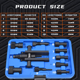 Yuesstloo laid-out collets showing 8–25mm range, ensuring size compatibility