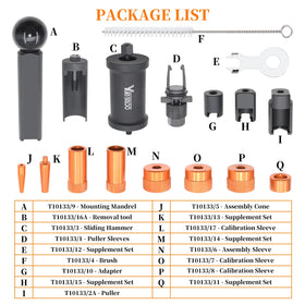 Yuesstloo contents layout showing all pullers and adapters for accurate fitment