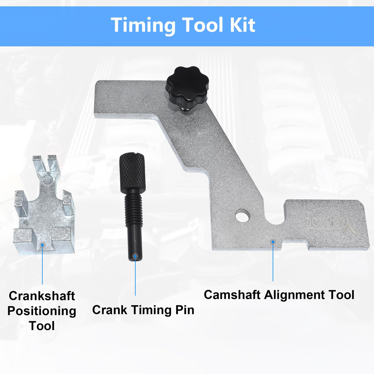 Yuesstloo crankshaft positioning tool side profile showing durable construction for professional use