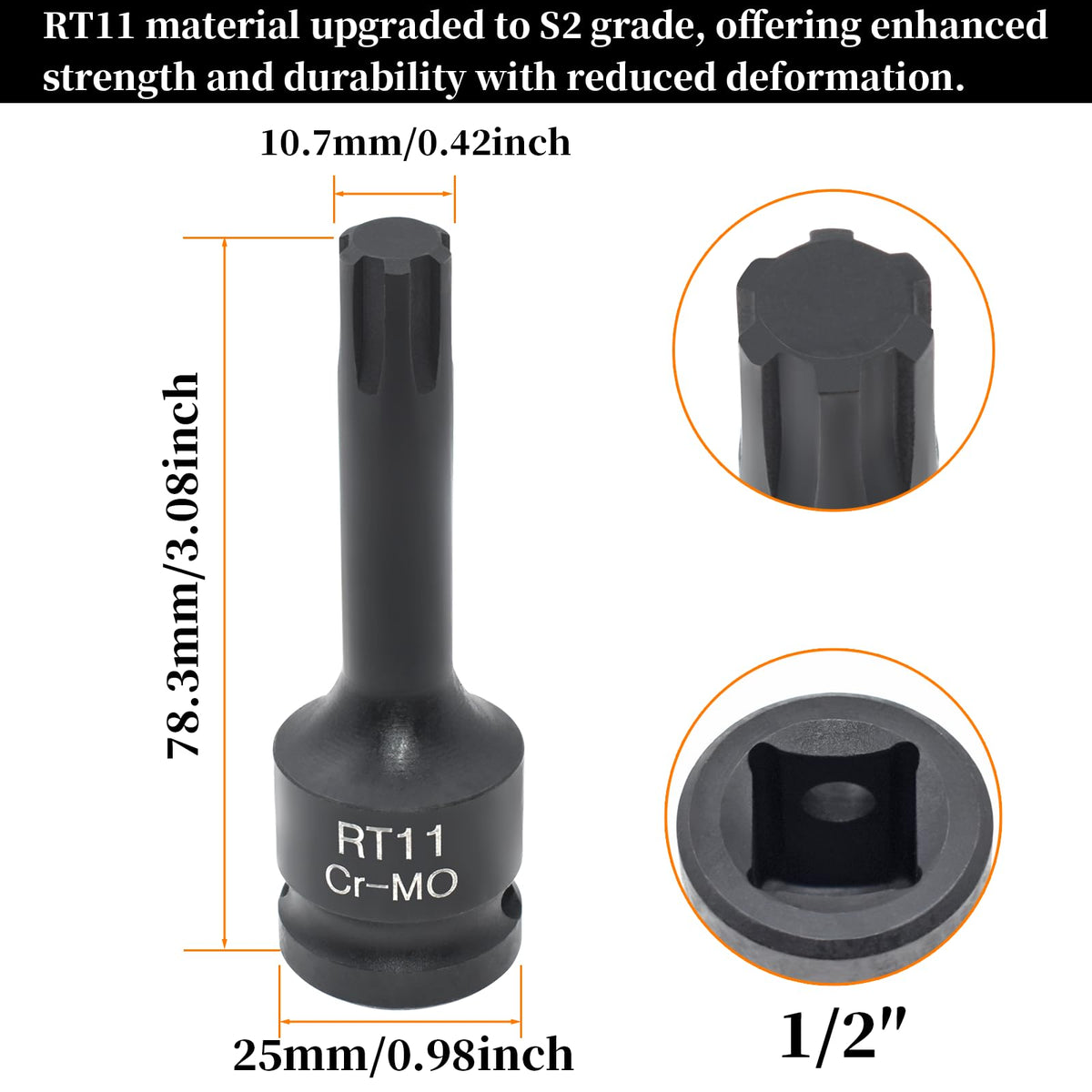 Yuesstloo cylinder head socket detail illustrating corrosion-resistant finish benefit