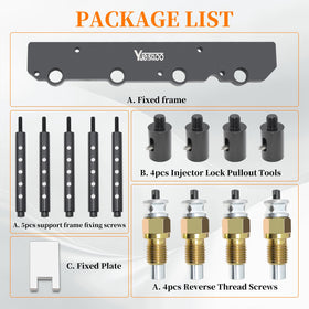 Yuesstloo tool set laid out showing all steel components and benefits