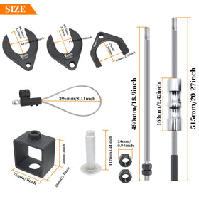 Yuesstloo extension rod detail enabling reach in tight, hard-to-access areas