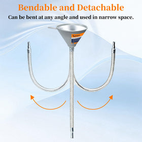 Yuesstloo flexible spout bent into narrow filler neck demonstrating reach advantage