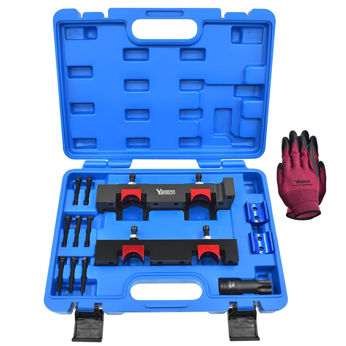 Yuesstloo front packaging case showing full 15-piece kit and portability benefit